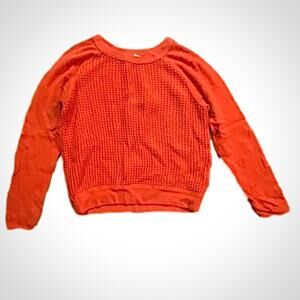 Forever 21 Orange Woven Pattern Cotton Sweater Womens Medium